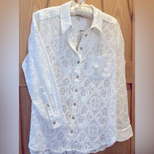 Pilcro white lace shirt. Size XS Petite. New with tags. Anthropologie.